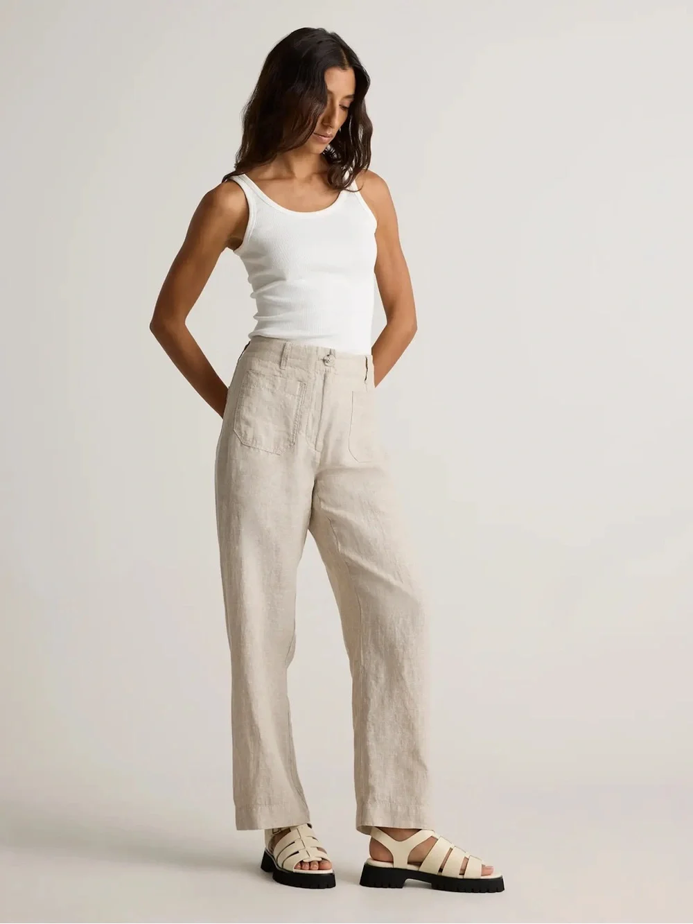 Quince NWT European Linen Patch Pocket Wide Leg Pant